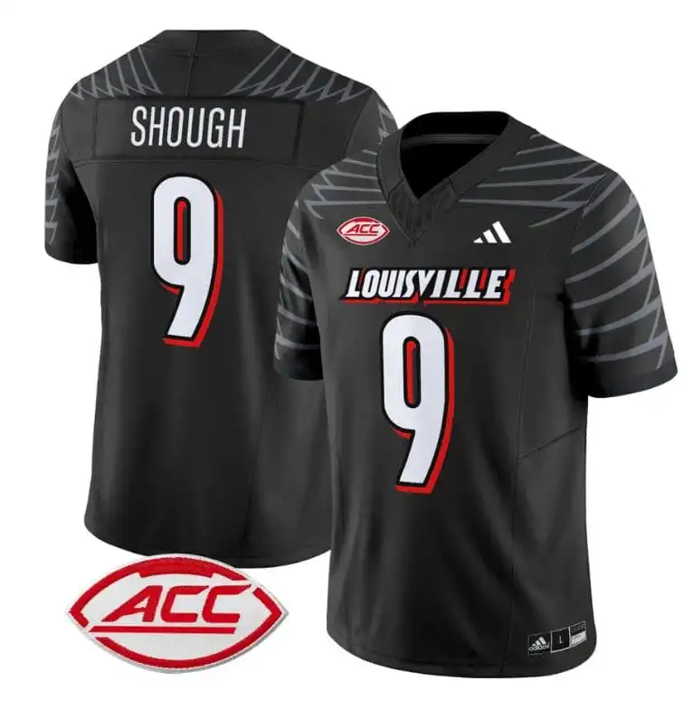 Louisville Cardinals #9 Tyler Shough Adidas 2025 Black College Football Game Jersey