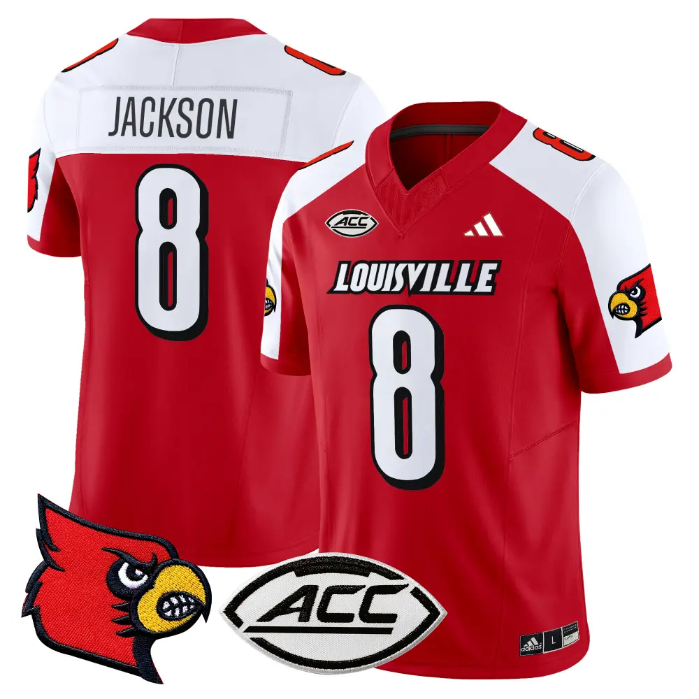Louisville Cardinals #8 Lamar Jackson Red White Gratitude Football Limited Jersey