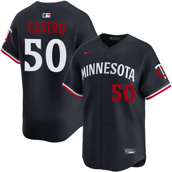 Mens Minnesota Twins #50 Willi Castro Nike Navy Alternate Vapor Limited Player Jersey