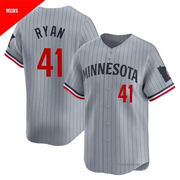Mens Minnesota Twins #41 Joe Ryan Nike Gray Pinstripe Vapor Limited Jersey 