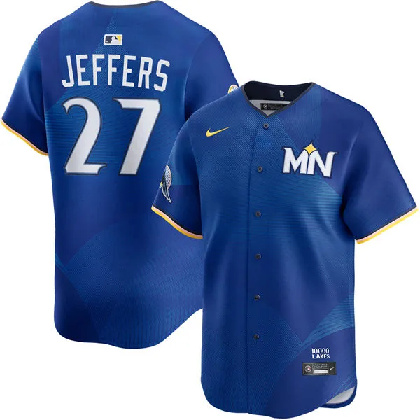 Mens Minnesota Twins #27 Ryan Jeffers Nike Royal City Connect Limited Jersey