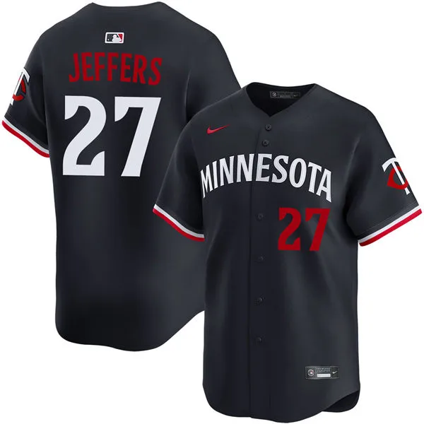Mens Minnesota Twins #27 Ryan Jeffers Nike Navy Alternate Vapor Limited Player Jersey