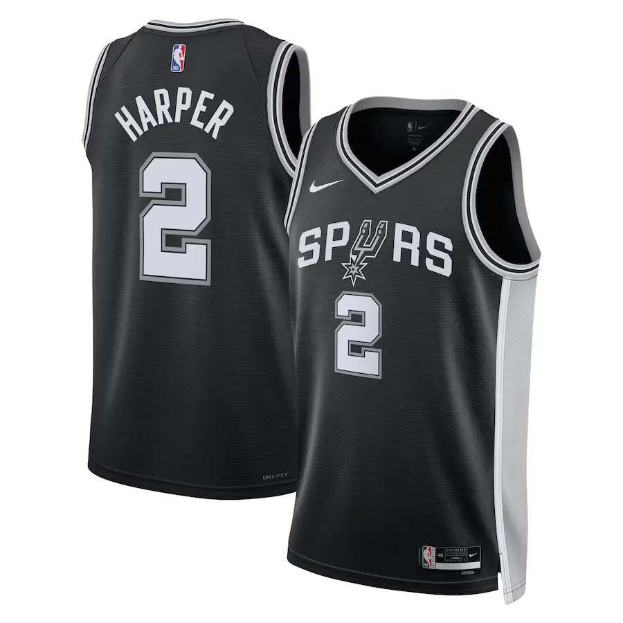 Men's San Antonio Spurs #2 Dylan Harper Nike Black Icon Edition Swingman Jersey