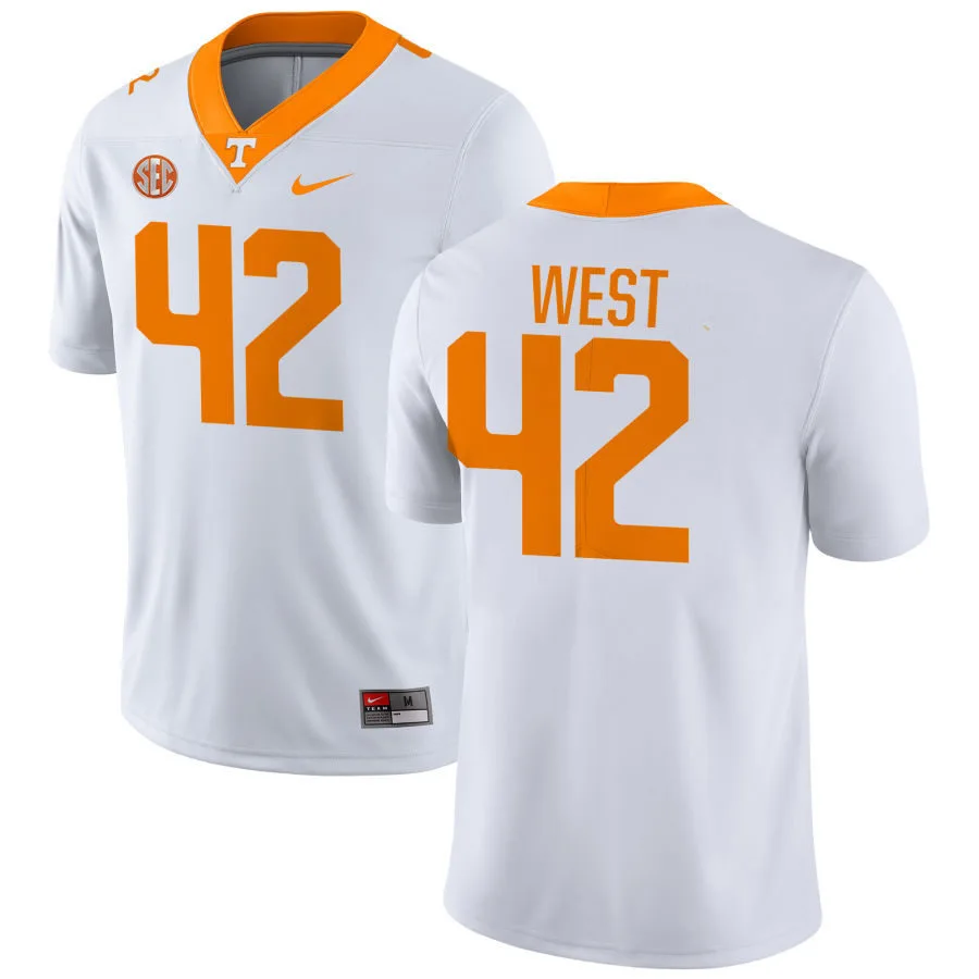 Tennessee Volunteers #42 Tyre West White College Football Game Jersey