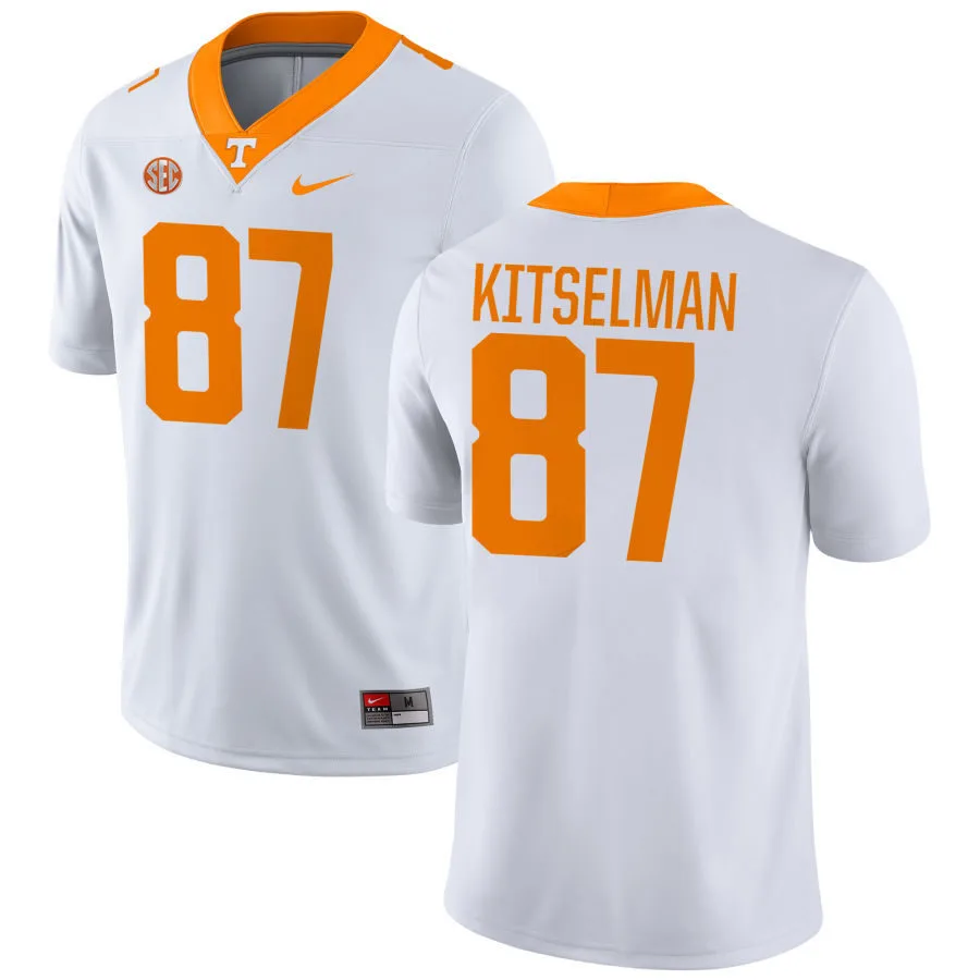 Tennessee Volunteers #87 Miles Kitselman White College Football Game Jersey