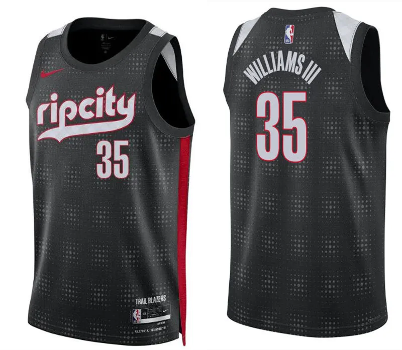 Mens Portland Trail Blazers #35 Robert Williams III Black 2024-25 City Edition Swingman Jersey