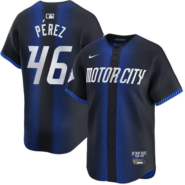 Men's Detroit Tigers #46 Wenceel Perez Nike Navy 2024 City Connect Limited Jersey