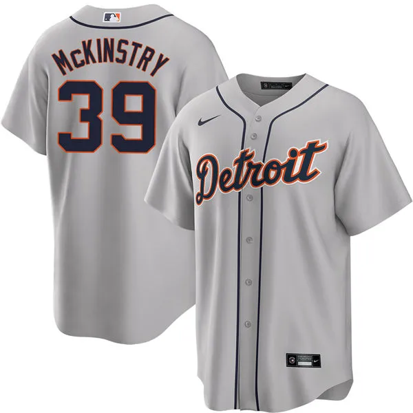 Men's Detroit Tigers #39 Zach McKinstry Nike Gray Road Limited Player Jersey