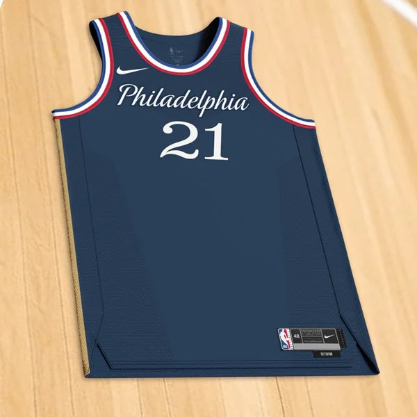 Mens Philadelphia 76ers #21 Joel Embiid Nike Navy 2025-26 City Edition Swingman Jersey