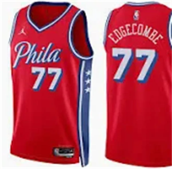 Mens Philadelphia 76ers #77 V. J. Edgecombe Nike Red Statement Swingman Jersey