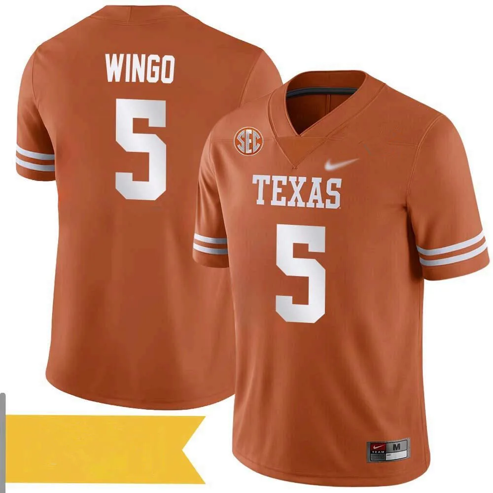 Mens Texas Longhorns #5 Ryan Wingo 2025 SEC Orange College Football Game Jersey