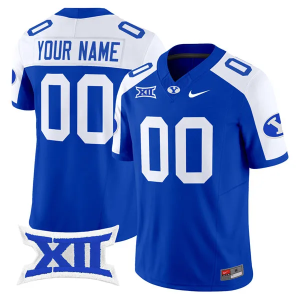 BYU Cougars Custom Nike 2025 XII Royal White Gratitude Football Limited Jersey