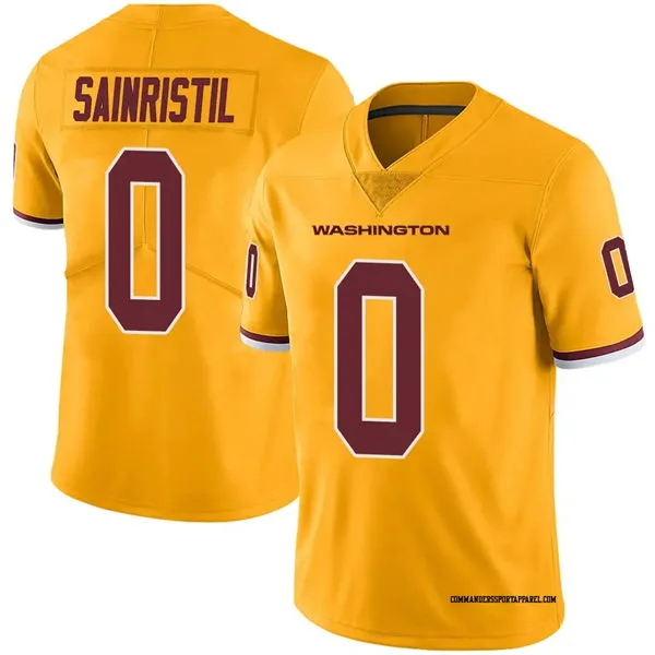Mens Washington Commanders #0 Mike Sainristil Nike Gold Color Rush Football Jersey