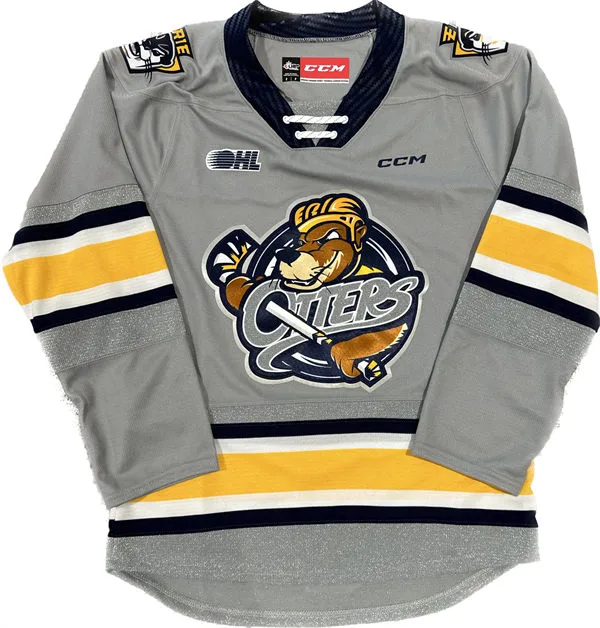 Erie Otters Custom 2024 Gray OHL Hockey Jersey