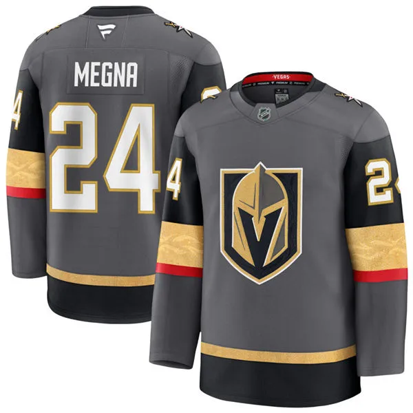 Mens Vegas Golden Knights #24 Jaycob Megna Stitched Fanatics Gray Alternate Premium Jersey