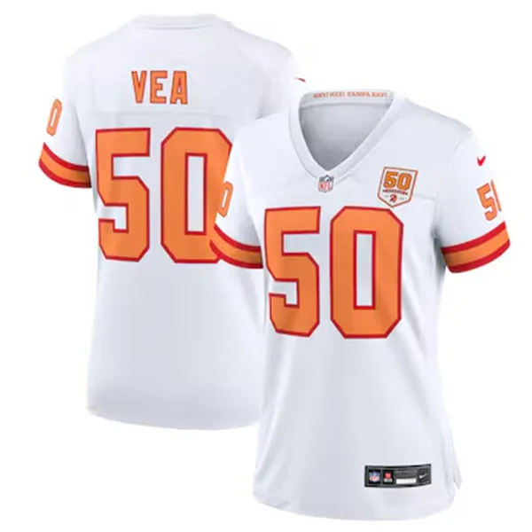 Womens Tampa Bay Buccaneers #50 Vita Vea Nike White 50th Season F.U.S.E. Limite Jersey