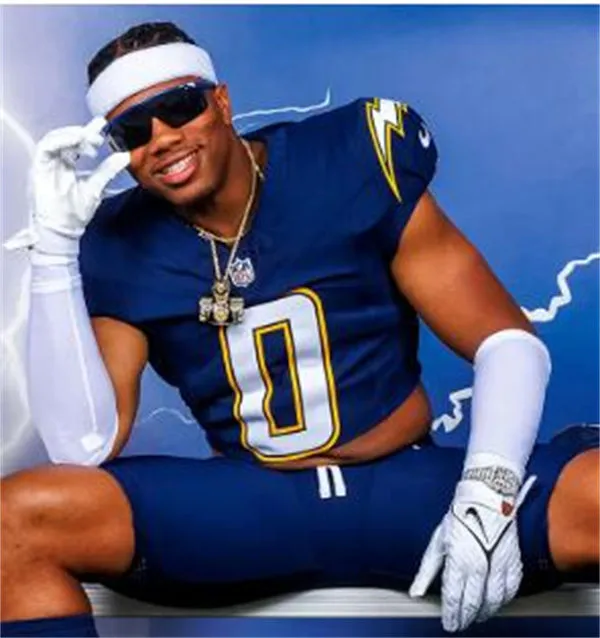 Men's Los Angeles Chargers #0 Daiyan Henley Nike Navy Alternate Super Chargers Vapor F.U.S.E. Limited Jersey