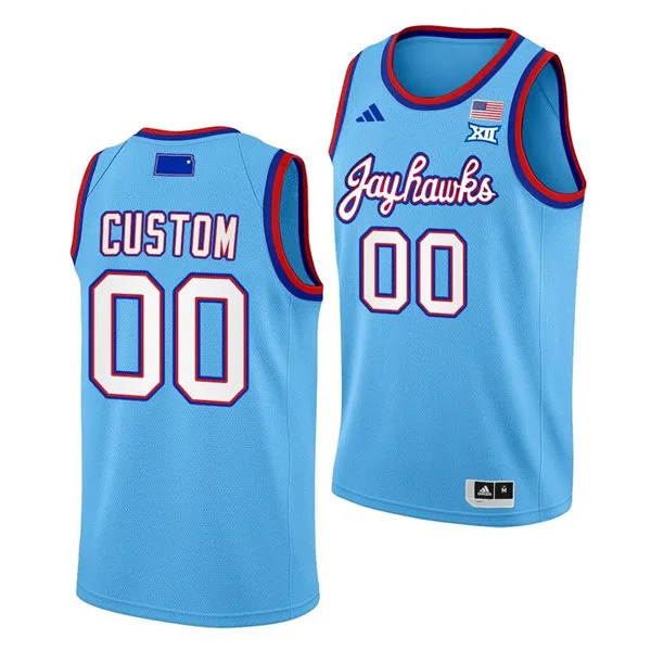 Kansas Jayhawks Custom Blue Alternate Basketball Game Jersey