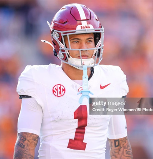 Mens Alabama Crimson Tide #1 Isaiah Horton White College Football Game Jersey