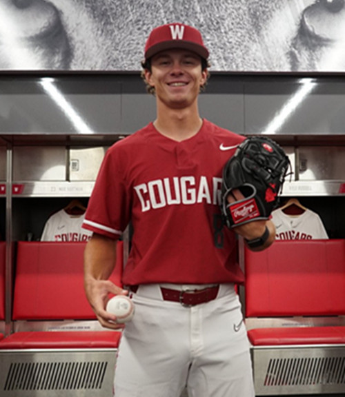 Washington State Cougars #32 Luke Meyers Crimson Two Button College Baseball Game Jersey