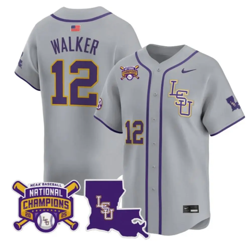 LSU Tigers #12 Todd Walker 2025 College Baseball World Series Champions Limited Jersey Gray
