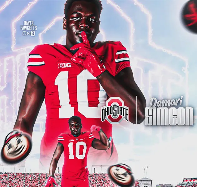 Ohio State Buckeyes #10 Damari Simeon Nike Scarlet College Football Game Jersey