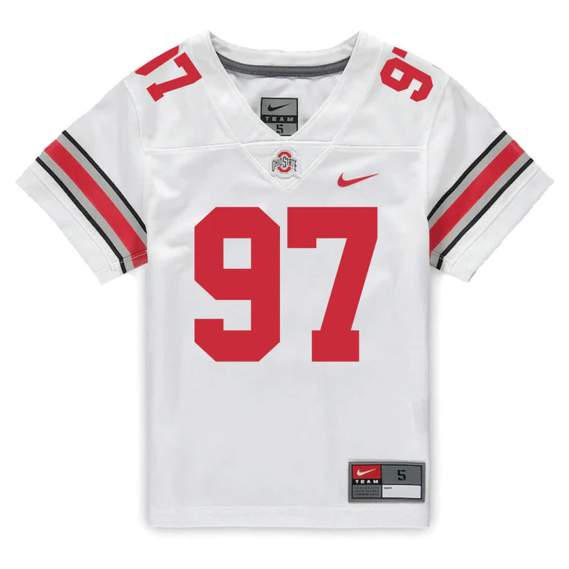 Ohio State Buckeyes #97 Kenyatta Jackson Jr. 2025 White College Football Game Jersey