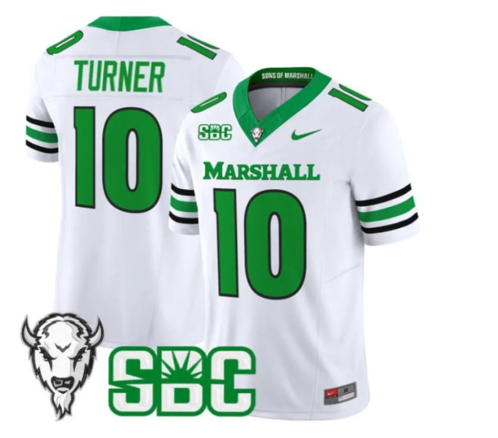 Marshall Thundering Herd #10 Ben Turner 2025 White Vapor F.U.S.E. Limited Football Jersey