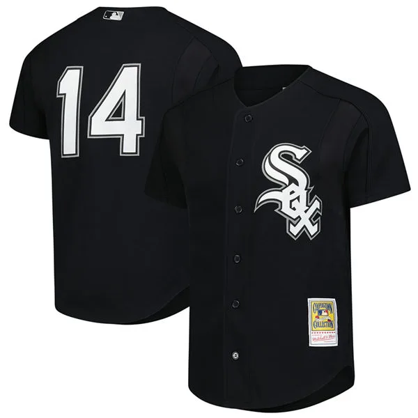 Mens Chicago White Sox #14 Paul Konerko Mitchell & Ness Black Mesh Batting Practice Jersey