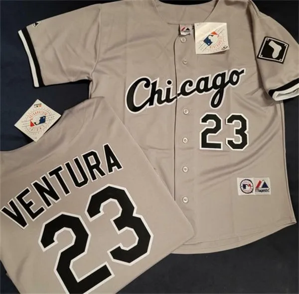 Men's Chicago White Sox #23 Robin Ventura 1990 Gray Home Throwback Jersey