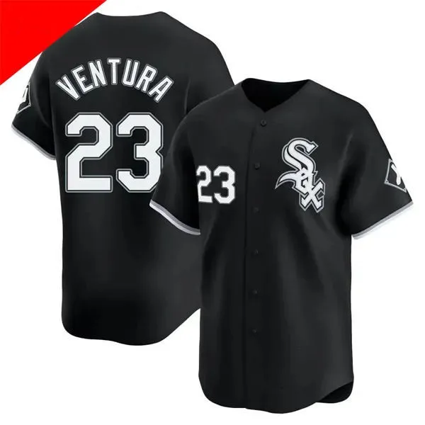 Men's Chicago White Sox #23 Robin Ventura 1990 Black Home Throwback Jersey