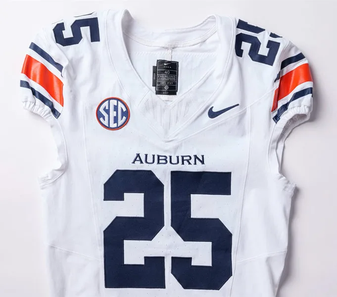 Auburn Tigers Custom Nike 2025 White Football Uniform Jersey