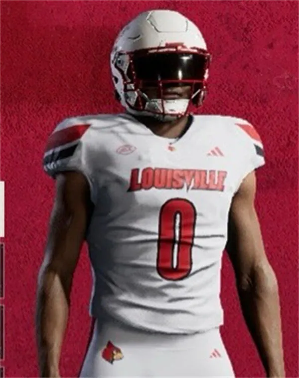 Louisville Cardinals #0 Chris Bell 2025 White Away Football Uniform Jersey 