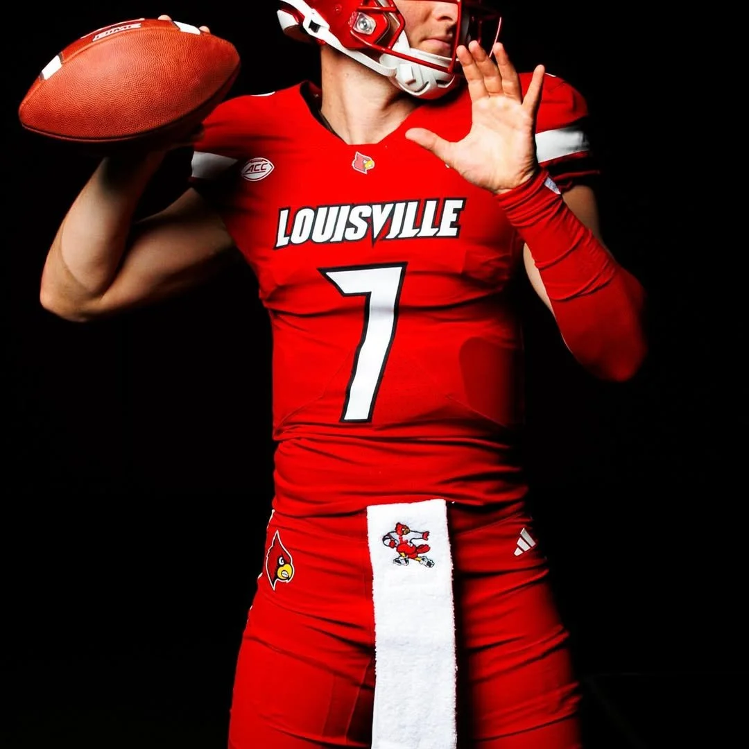Louisville Cardinals #7 Miller Moss 2025 Red Home Football Uniform Jersey