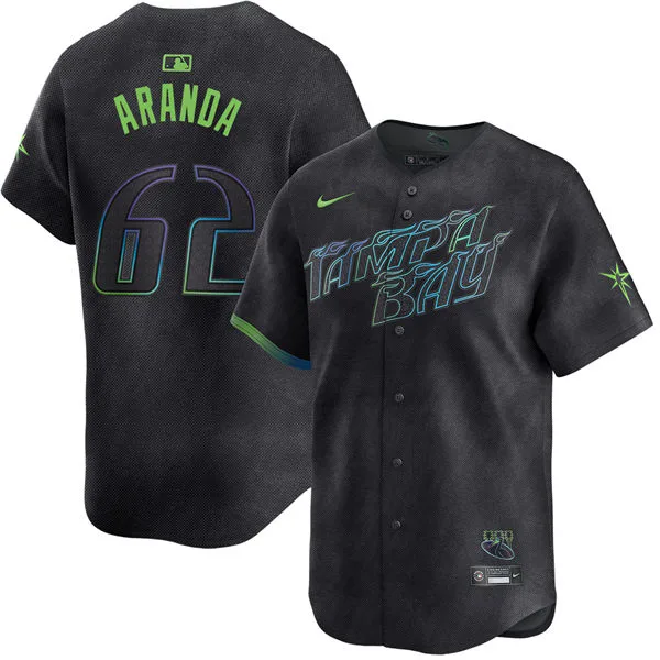 Mens Tampa Bay Rays #62 Jonathan Aranda Charcoal City Connect Limited Jersey