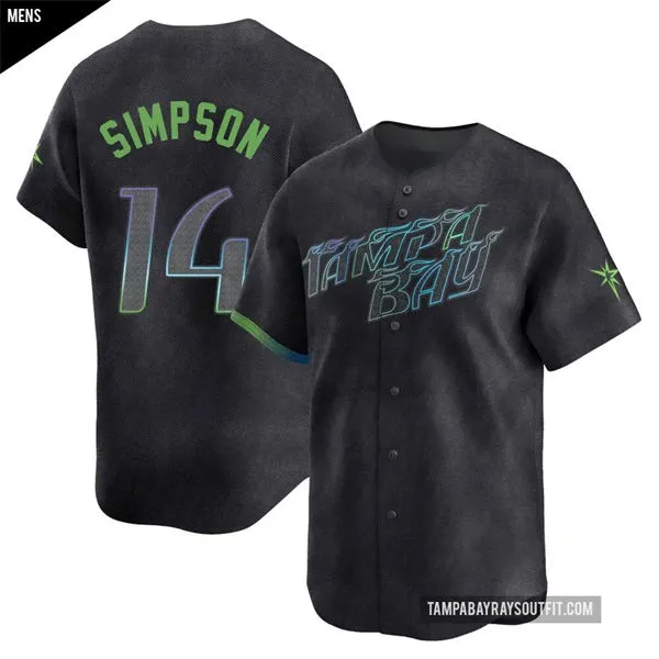 Mens Tampa Bay Rays #14 Chandler Simpson Charcoal City Connect Limited Jersey