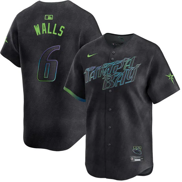 Mens Tampa Bay Rays #6 Taylor Walls Charcoal City Connect Limited Jersey