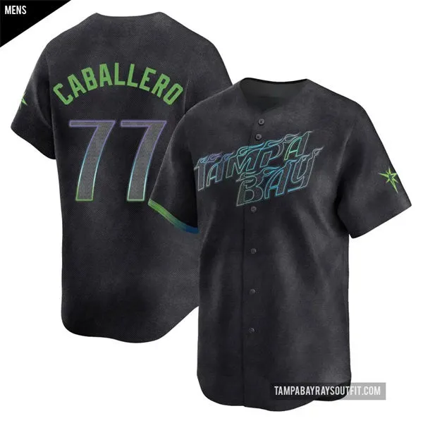 Mens Tampa Bay Rays #77 Jose Caballero Charcoal City Connect Limited Jersey