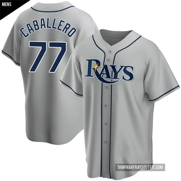 Mens Tampa Bay Rays #77 Jose Caballero Nike Away Gray Limited Jersey