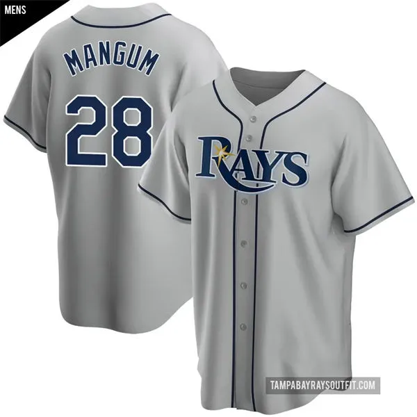 Mens Tampa Bay Rays #28 Jake Mangum Nike Away Gray Limited Jersey
