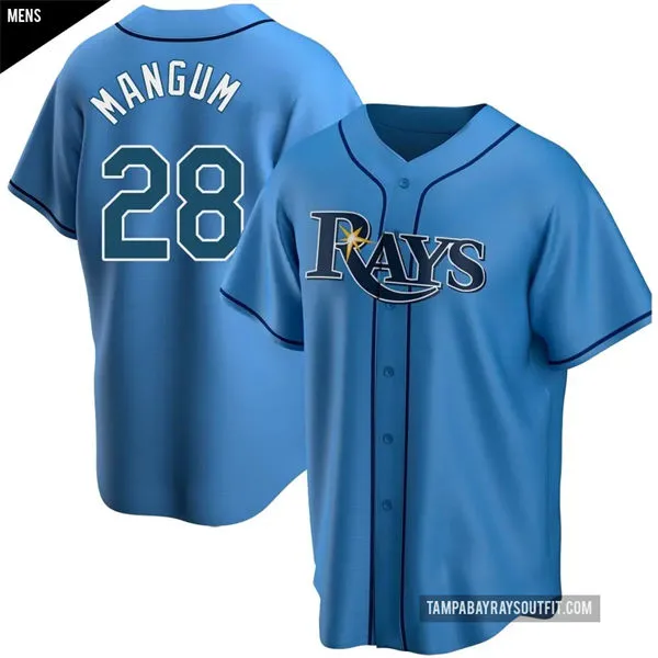 Mens Tampa Bay Rays #28 Jake Mangum Nike Light Blue Alternate Limited Jersey