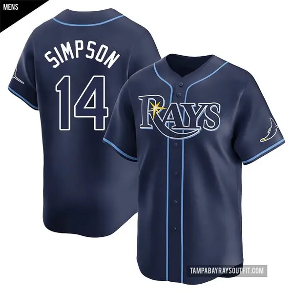 Mens Tampa Bay Rays #14 Chandler Simpson Nike Navy Alternate Limited Jersey