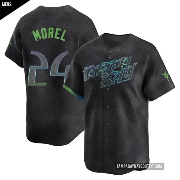 Mens Tampa Bay Rays #24 Christopher Morel Charcoal City Connect Limited Jersey 