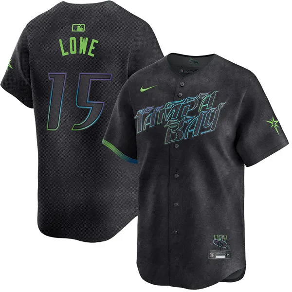 Mens Tampa Bay Rays #15 Josh Lowe Charcoal City Connect Limited Jersey