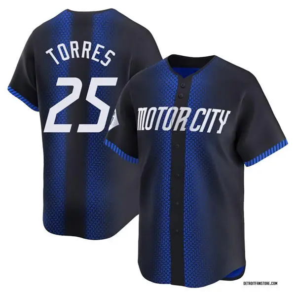 Youth Detroit Tigers #25 Gleyber Torres Nike Navy City Connect Limited Jersey