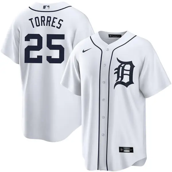 Youth Detroit Tigers #25 Gleyber Torres Nike White Home Limited Jersey