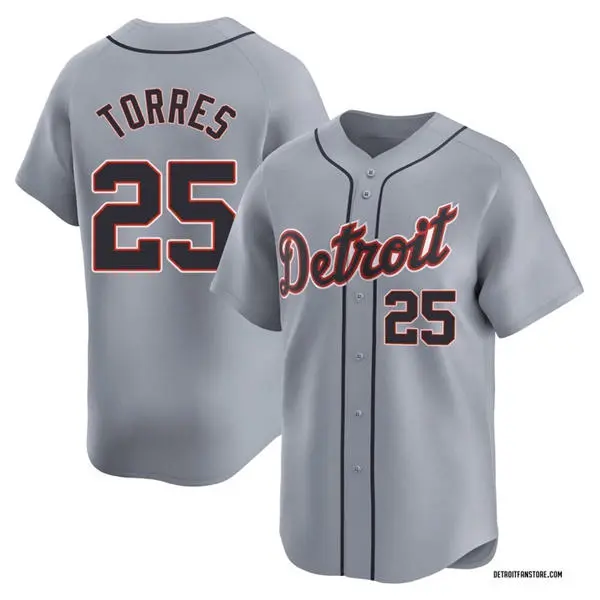 Women's Detroit Tigers #25 Gleyber Torres Nike Gray Road Limited Jersey