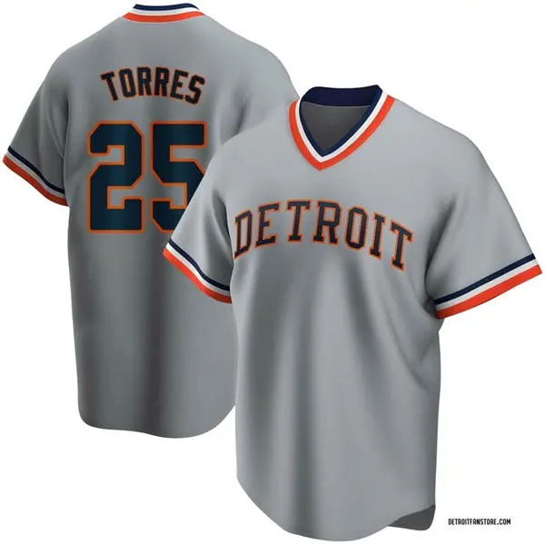 Women's Detroit Tigers #25 Gleyber Torres Nike Gray Pullover Cooperstown Collection Jersey