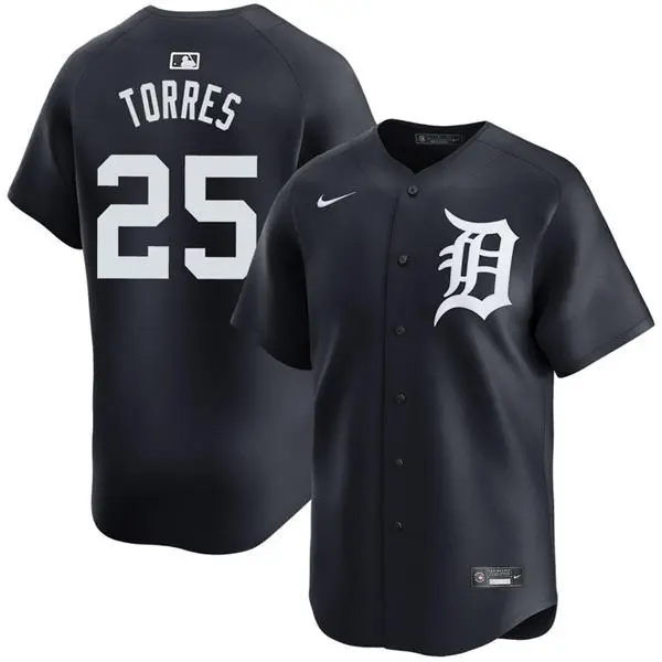 Women's Detroit Tigers #25 Gleyber Torres Nike Navy White Alternate Limited Jersey