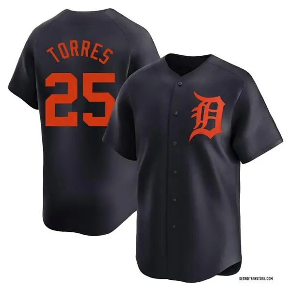 Women's Detroit Tigers #25 Gleyber Torres Nike Navy Orange Limited Jersey
